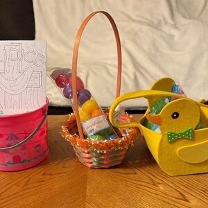 Kids Easter Basket Set - Yellow Duck & Pink Buckets